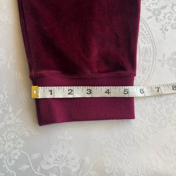 Michael Kors Burgundy Velvet Drawstring Sweatpants Women’s Size L Elastic Waist - Picture 11 of 16
